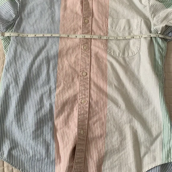 J. Crew Multicolor Striped Short Sleeve Shirt, Classic Medium - Picture 4 of 7